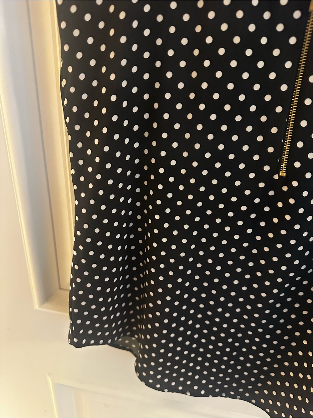 Express Black Polka Dot Zip-Front Top - Picture 9 of 16